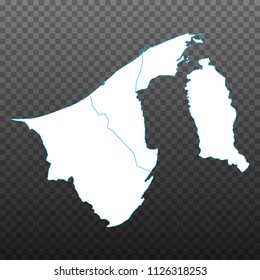 Map of Brunei Darussalam. Vector illustration on transparent background. Items are placed on separate layers and editable. Vector illustration eps 10.
