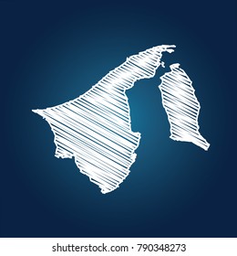 Map of Brunei, Drawing map on blackboard of Brunei. drawn on chalkboard with scribbled map of Brunei can be use for education. vector illustration.