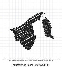 Map Brunei Freehand Drawing On Sheet Stock Vector Royalty Free   Map Brunei Freehand Drawing On 260nw 2050951445 