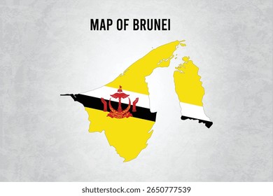 Mapa de Brunéi con bandera nacional