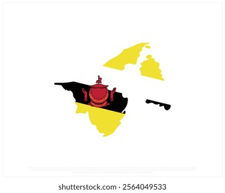 Map of BRUNEI on a white background, Editable Vector illustration of BRUNEI flag, National Day design, Map Flag of Brunei flat design, National Day of Brunei