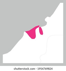 Map of Brunei pink highlighted with neighbor countries
