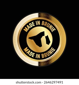 Map of Brunei. Vector illustration. Logo, Icon, and Symbol. Brunei map gold seal. 