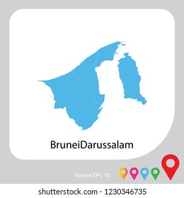 Map of bruneiDarussalam abstract corlor blue on white background.frame.vecter illustration eps 10.