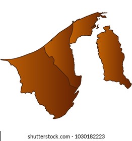 Map of BruneiDarussalam - Map of the city and each border separately. Brown Gold eps Vector Illustration 10