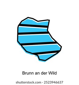 Map of Brunn an der Wild City flat element design with outline, vector on white background