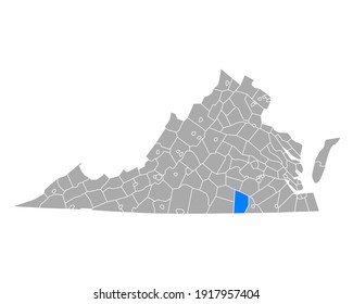 Karte von Brunswick in Virginia auf Weiß