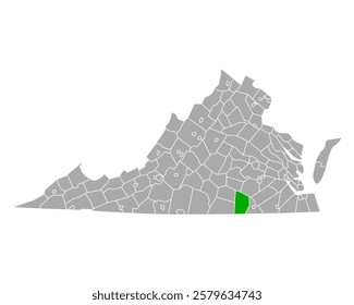 Map of Brunswick in Virginia on white