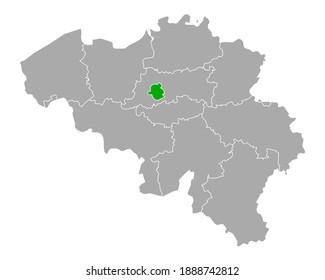 Map of Brussels in Belgium on white