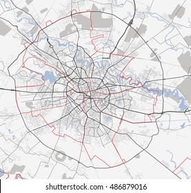 Map Of Bucharest City. Romania Roads