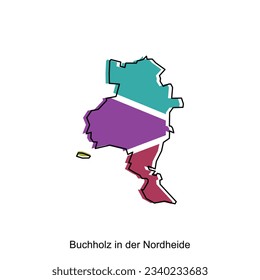 Map of Buchholz In Der Nordheide design illustration, vector symbol, sign, outline, World Map International vector template on white background