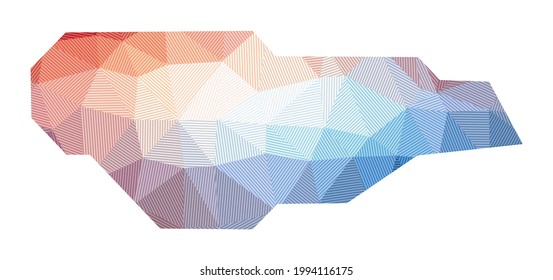 Map of Buck Island Reef. Low poly illustration of the island. Geometric design with stripes. Technology, internet, network concept. Vector illustration.