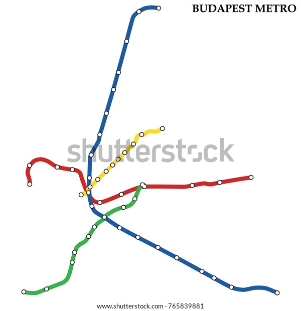 Map Budapest Metro Subway Template City Stock Vector Royalty Free