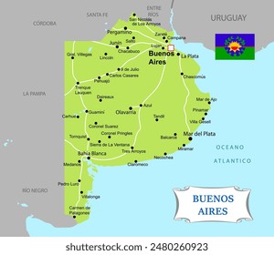 Map of Buenos Aires Province in Argentina. Education vector illustration