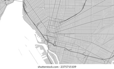 Map of Buffalo city, New York, United States. Urban black and white poster. Road map image with metropolitan city area view.