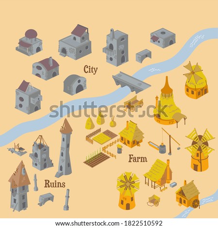 Map builder illusrations for fantasy and medieval cartography and adventure games
