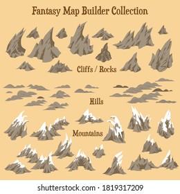 Map builder illusrtations for fantasy and medieval cartography and adventure games