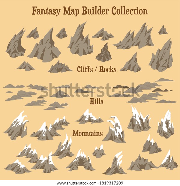 ファンタジーや中世の地図やアドベンチャーゲーム用の地図作成イラスト のベクター画像素材 ロイヤリティフリー