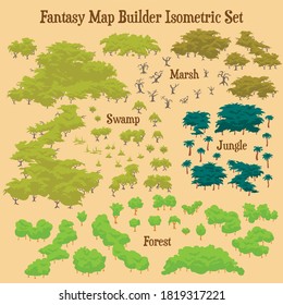 Map builder illustrations for fantasy and medieval cartography and adventure games