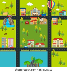 Map with buildings in the city illustration