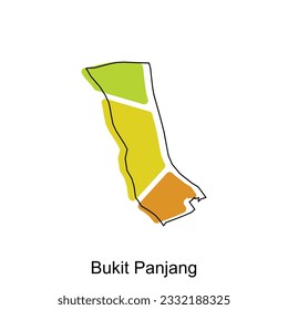 map of Bukit Panjang vector design template, national borders and important cities illustration