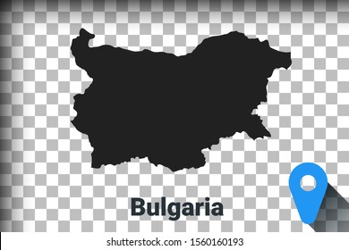 Map of Bulgaria, black map on a transparent background. alpha channel transparency simulation in png. vector illustration