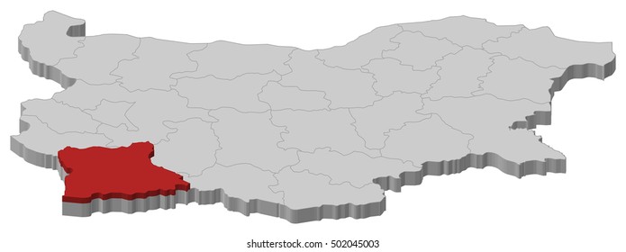Map - Bulgaria, Blagoevgrad - 3D-Illustration