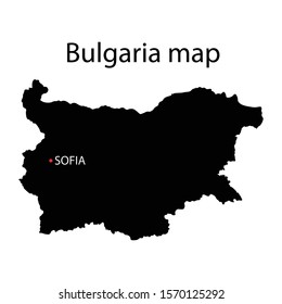 Map of Bulgaria with capital Sofia sign