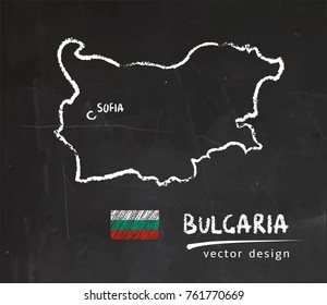 Map of Bulgaria, Chalk sketch vector illustration