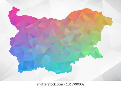 Map of Bulgaria. Colorful Geometric Rumpled Triangular , Polygonal Design For Your . Vector illustration eps 10.