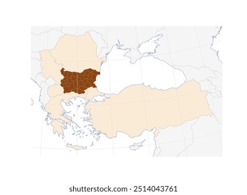 Mapa da Bulgária na Europa Oriental: A Beleza dos Balcãs com os Países Vizinhos - Perfeito para Referência Atlas