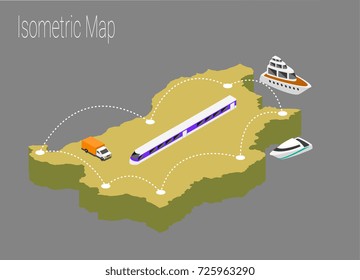 Map Bulgaria isometric concept. 3d flat illustration of Map Bulgaria.