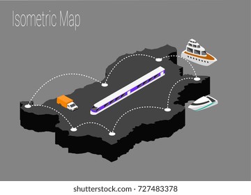 Map Bulgaria isometric concept. 3d flat illustration of Map Bulgaria.