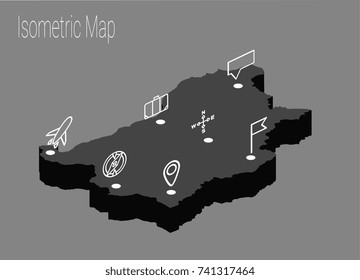 Map Bulgaria isometric concept. 3d flat illustration of Map Bulgaria.