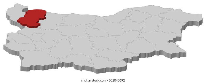 Map - Bulgaria, Montana - 3D-Illustration