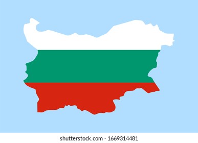 Map of Bulgaria on a blue background, Flag of Bulgaria on it.