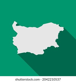 Map of Bulgaria on green Background with long shadow