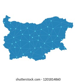 Map of Bulgaria from Polygonal wire frame low poly mesh,Bulgaria map Vector Illustration EPS10.