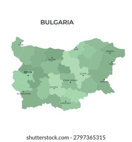 Map of BULGARIA with Regions Borders and Famous Cities
