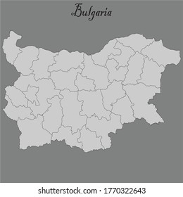 Karte - Bulgarien, Vektorgrafik auf grauem Hintergrund