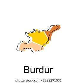 Karte des Burdur-Illustrationsdesigns. Türkei Weltkarte - Vektorvorlage