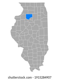 Map of Bureau in Illinois on white