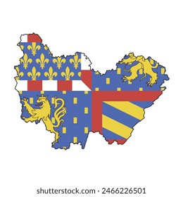 Map of Burgundy-Free-County province with its official flag. Vector illustration