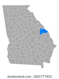 Map of Burke in Georgia on white