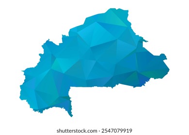 Mapa de Burkina Faso - Projeto Poligonal Azul para o seu. Ilustração vetorial eps 10.