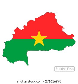 Map of Burkina Faso with an official flag. Illustration on white background