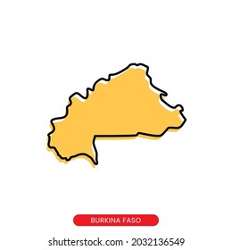 Map of Burkina Faso vector design template. Simple style with editable stroke.