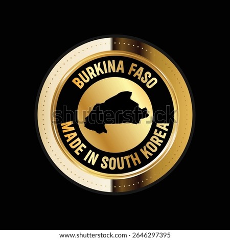 Map of Burkina Faso. Vector illustration. Logo, Icon, and Symbol. Burkina Faso map gold seal. 