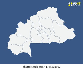 Map of Burkina Faso vector on blue