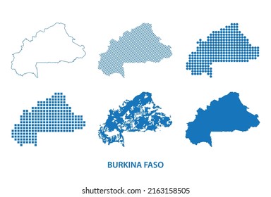 map of Burkina Faso - vector set of silhouettes in different patterns